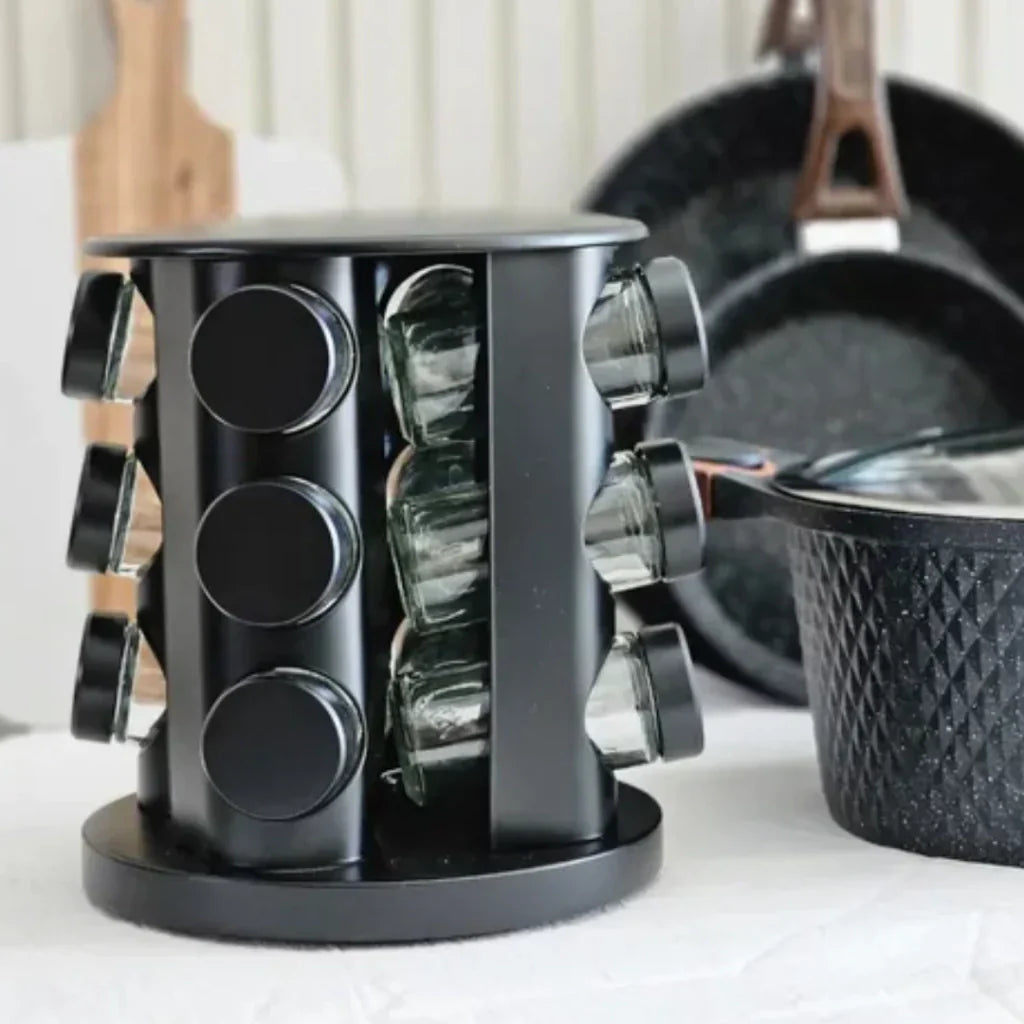 Étagère à Épices Rotative avec 12 Pots | Organisation Cuisine
